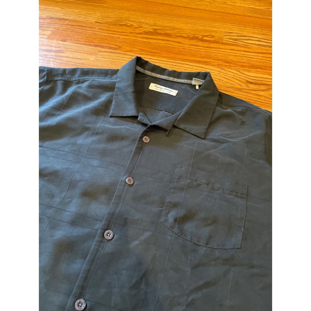 Tommy Bahama Mens Button Front Shirt 2XLB Black IslandZone Coconut Point Palm